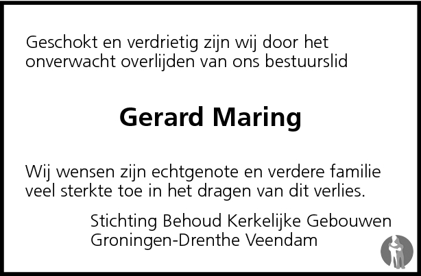 overlijdensadvertentie gerard maring (2) in 2009.